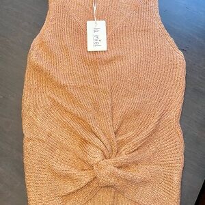 La Miel Knitted Tan Top Med -New With Tags